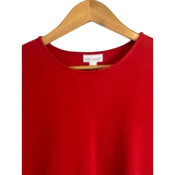 J. Jill Women's Side-Slit Soft Touch Brushed Cotton Seamed Tunic Top Size M Red - Picture 5 of 8